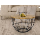 thumbnail of Couchtisch Wohnzimmer-Tisch rund  ø 55 cm  Beistelltisch Metall Gestell Tischplatte Holz massiv : tabacco