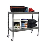 thumbnail of Schwerlastregal mit Rollen, 975x1500x450 mm, 75 kg Biegetragfähigkeit pro Boden, 2 Metallböden, Garagenregal, Grau/Verzinkt - Ecoforte