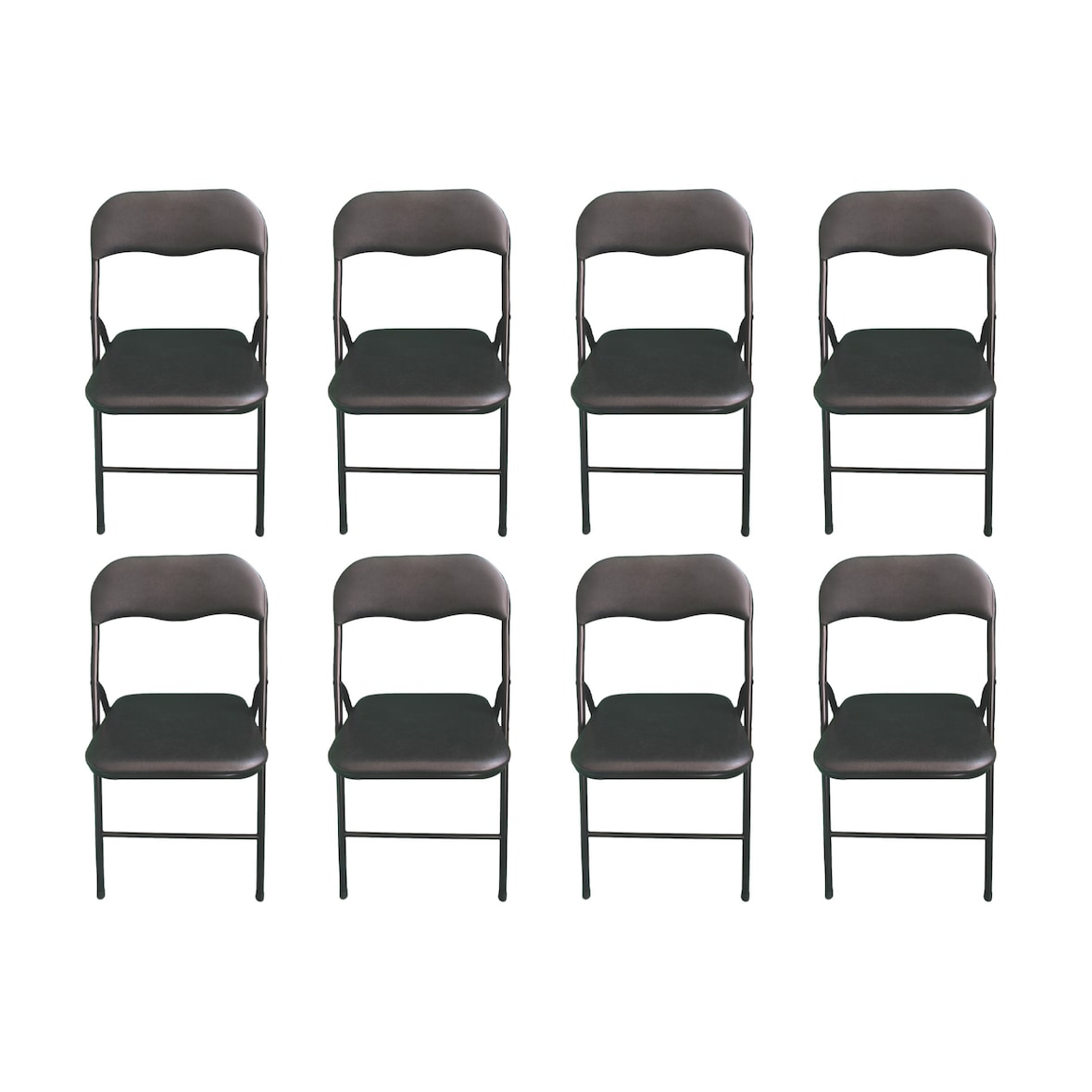 Pack 8 Sillas Negras Plegables Premium con Estructura Metálica y Asiento Acolchado en Polipiel PU. Respaldo Ergonómico (80x44x43,5 cm)