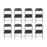 thumbnail of Pack 8 Sillas Negras Plegables Premium con Estructura Metálica y Asiento Acolchado en Polipiel PU. Respaldo Ergonómico (80x44x43,5 cm)