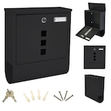 thumbnail of Briefkasten Wandbriefkasten Postkasten mit Zeitungsrolle Namensschild schwarz D1