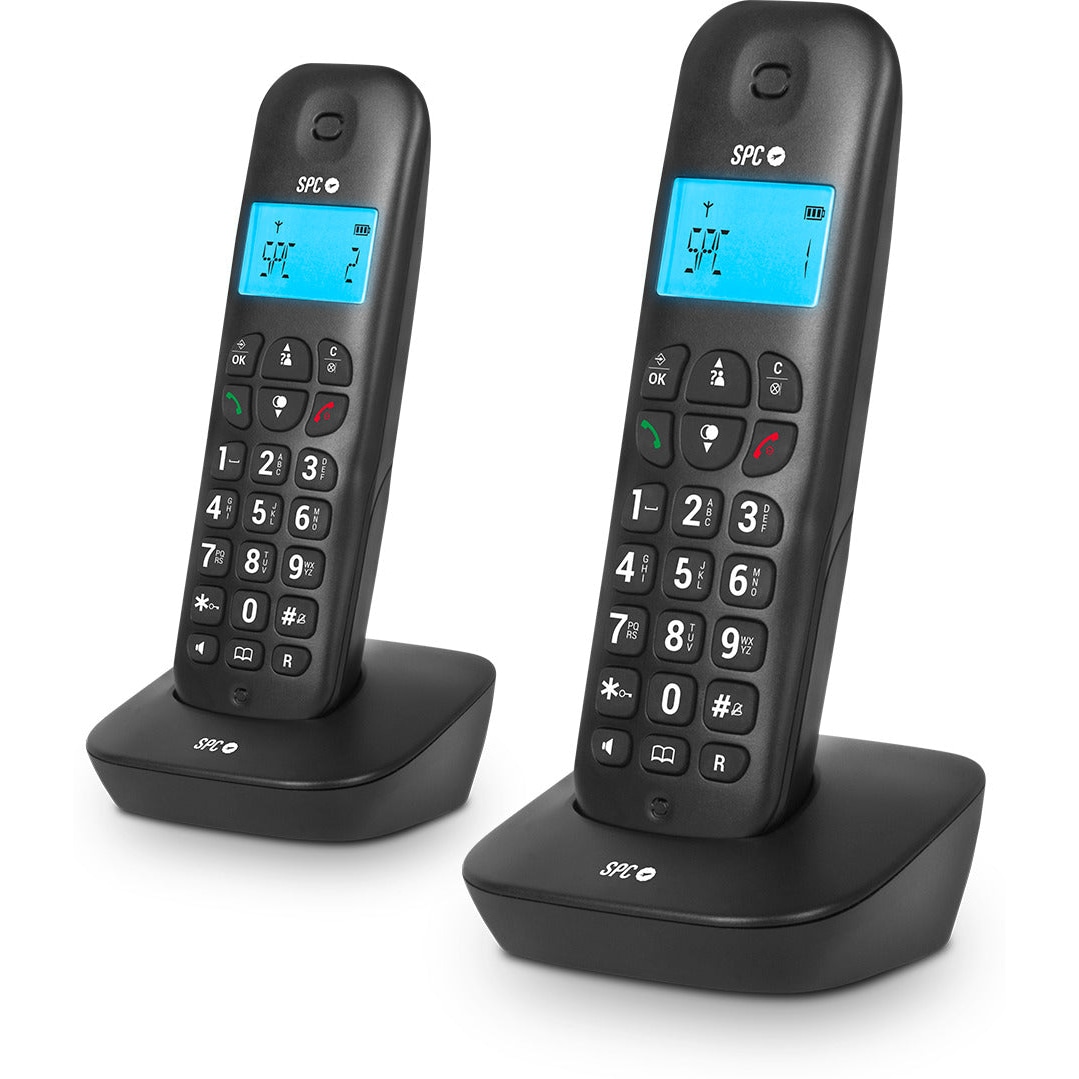 SPC Air Pro Duo - Schnurlose Telefone, beleuchtetes Display, Freisprechen, ECO-Modus, schwarz