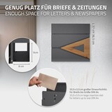thumbnail of ECD Germany Standbriefkasten Anthrazit Edelstahl 170 cm freistehend, mit Zeitungsfach, Postkasten Holzoptik 37x36 cm, pulverbeschichtet