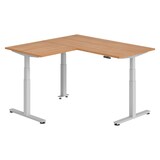 thumbnail of bümö Eckschreibtisch elektrisch höhenverstellbar L-Form: 160 x 160 cm in Nussbaum, Gestell silber - Stehschreibtisch mit Memory-Steuerung,