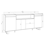 thumbnail of Dressoir, Opbergkast, Buffetkast, Sideboard, 200x35x87cm, 4 Deuren, Elektrische haard, Industrieel design, Moderne stijl, Zwart _ 64_12