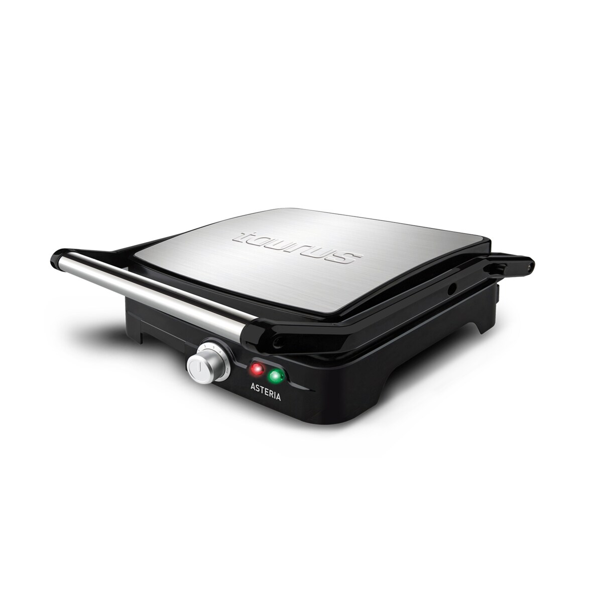 Taurus Asteria Grill, plancha de asar eléctrica de 2200W con regulador de temperatura, placas de 29x22cm, apertura 180º, asa de toque frío, libre PFOA