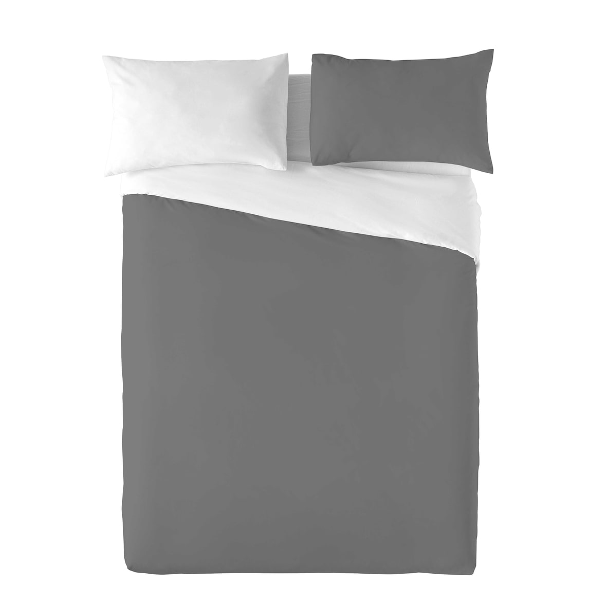 Zweifarbiger Wendebettbezug Wendebett 135 extra weiche Baumwolle made in Spain Gris 7/Blanco Naturals