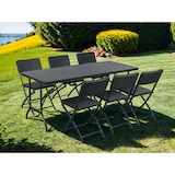 thumbnail of METRO PROFESSIONAL Banketttisch klappbar Vanimo, Stahl, HDPE-Tischplatte, Rattan Optik, 180 x 75 cm, schwarz