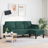 thumbnail of vidaXL Sofa 3-Sitzer mit Chaiselongue L-Form Dunkelgrün 160 cm Samt