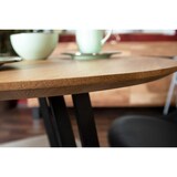 thumbnail of Runder Esszimmertisch massiv Eiche Schweizer Kante 100 cm Hairpin schwarz DREAM