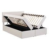 thumbnail of Polsterbett 140x200 mit Stauraum, hydraulischem Lattenrost, Holz/MDF-Rahmen, Leinenbezug, komfortabel, Beige
