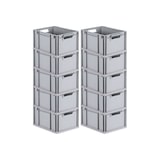 thumbnail of PROREGAL 10x Eurobox NextGen Grip | HxBxT 22x30x40cm | 20 Liter | Griffe offen | Glatter Boden | Eurobehälter