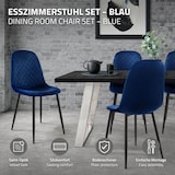 thumbnail of Esszimmerstühle 4er Set, Dunkelblau, Küchenstuhl mit Samtbezug, Wohnzimmerstuhl mit Rückenlehne, Polsterstuhl mit Metallbeinen, Ergonomischer Stuhl