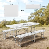 thumbnail of Outsunny Conjunto de Campismo Dobrável com Mesa e Bancos Alças 180x74x74 cm e 182x28x42 cm Branco