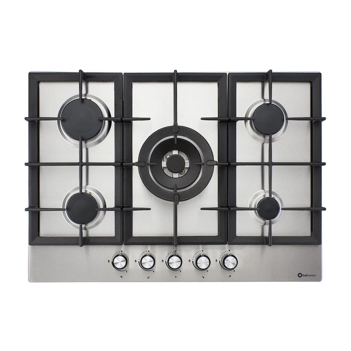 Solthermic Bl031 Placa de fogão a gás em aço inoxidável / 5 queimadores / Gás butano e gás de cidade / Gama alta
