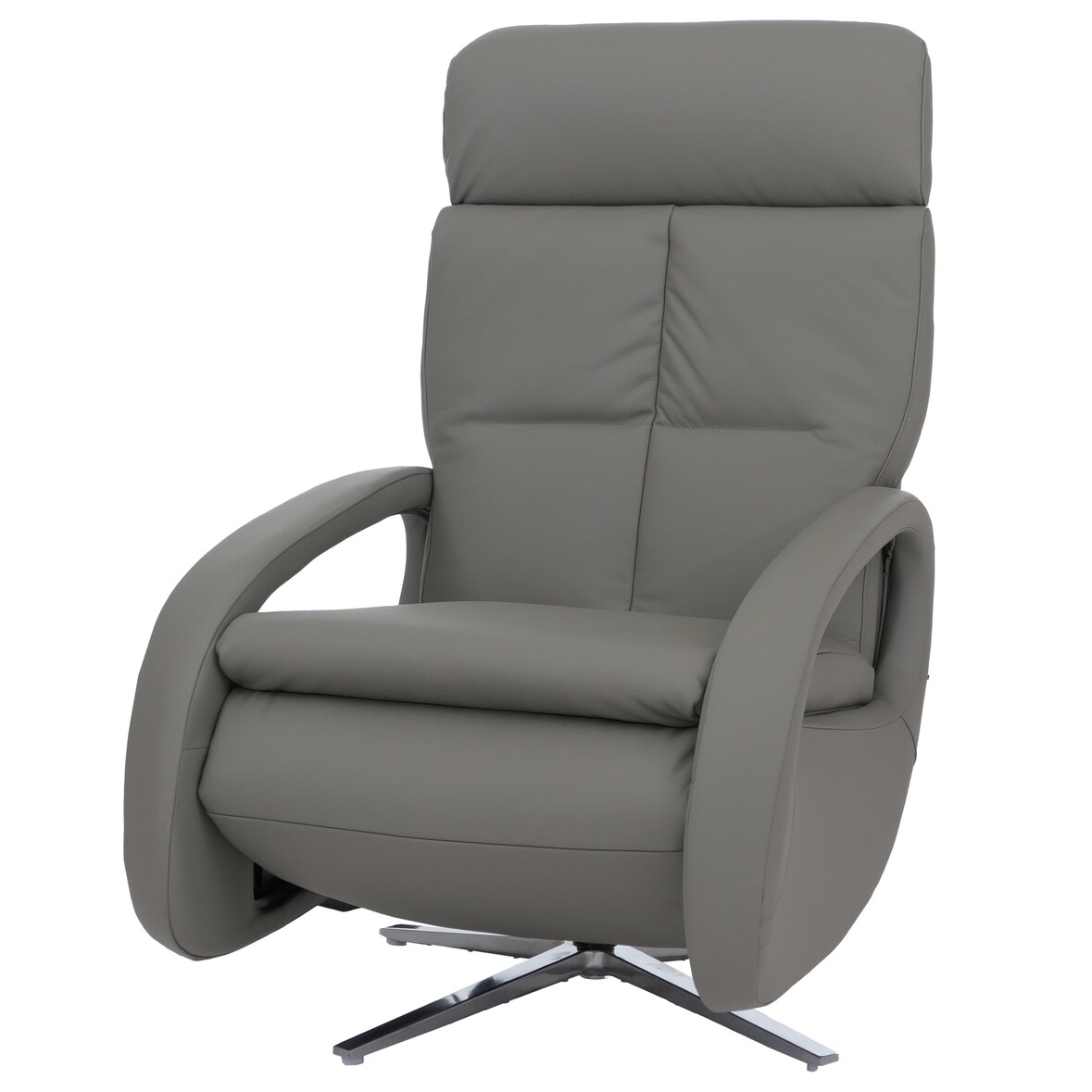 Relaxsessel HWC-L11, TV-Sessel Liegesessel, Liegefunktion drehbar, elektrisch verstellbar Voll-Leder ~ grau