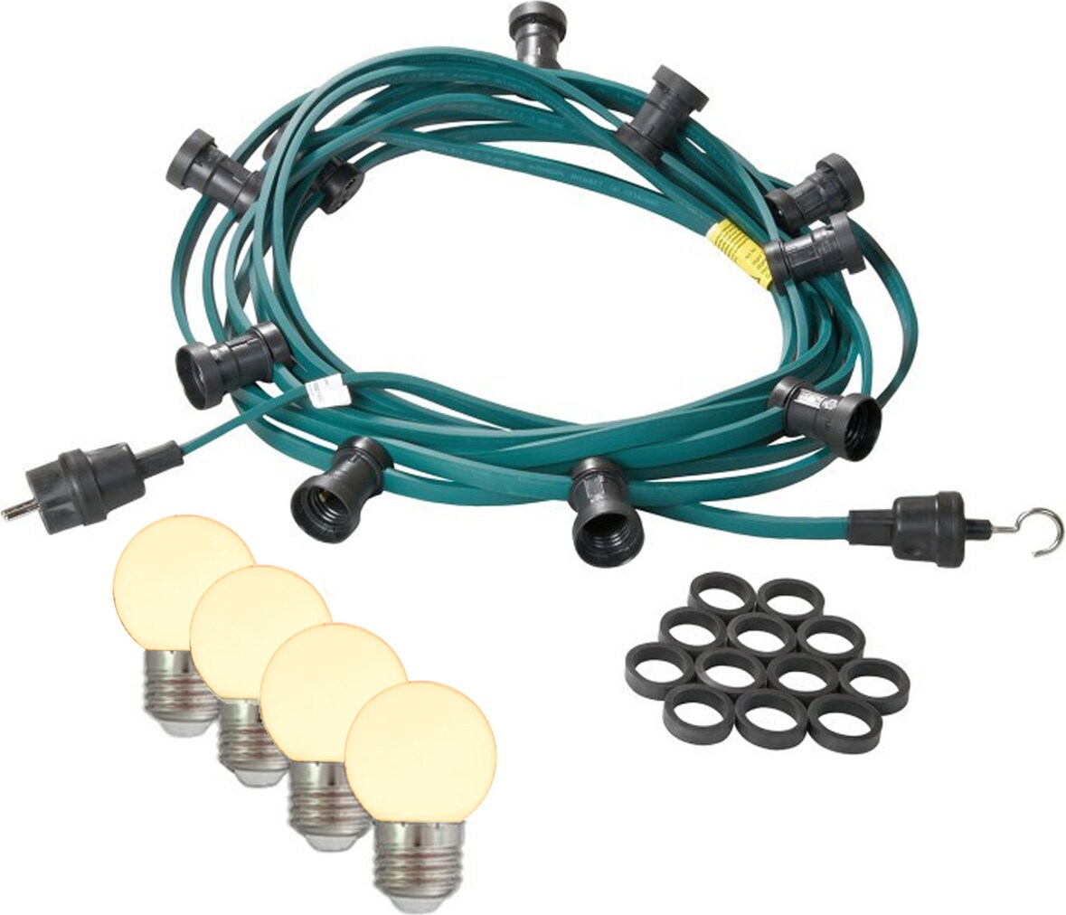 Illu- Party Lichterkette Außenlichterkette 30m grün 30 warmweiße LED Kugellampen