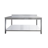 thumbnail of Edelstahl Arbeitstisch 700 x 700 - mit Grundboden & Aufkantung - IDEAL