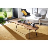 thumbnail of Design Couchtisch WL5.617 122x36x63 cm Sheesham mit Metallbeinen Schwarz, Nierentisch Massivholz, Holztisch Tischbeine Metall, Cooler