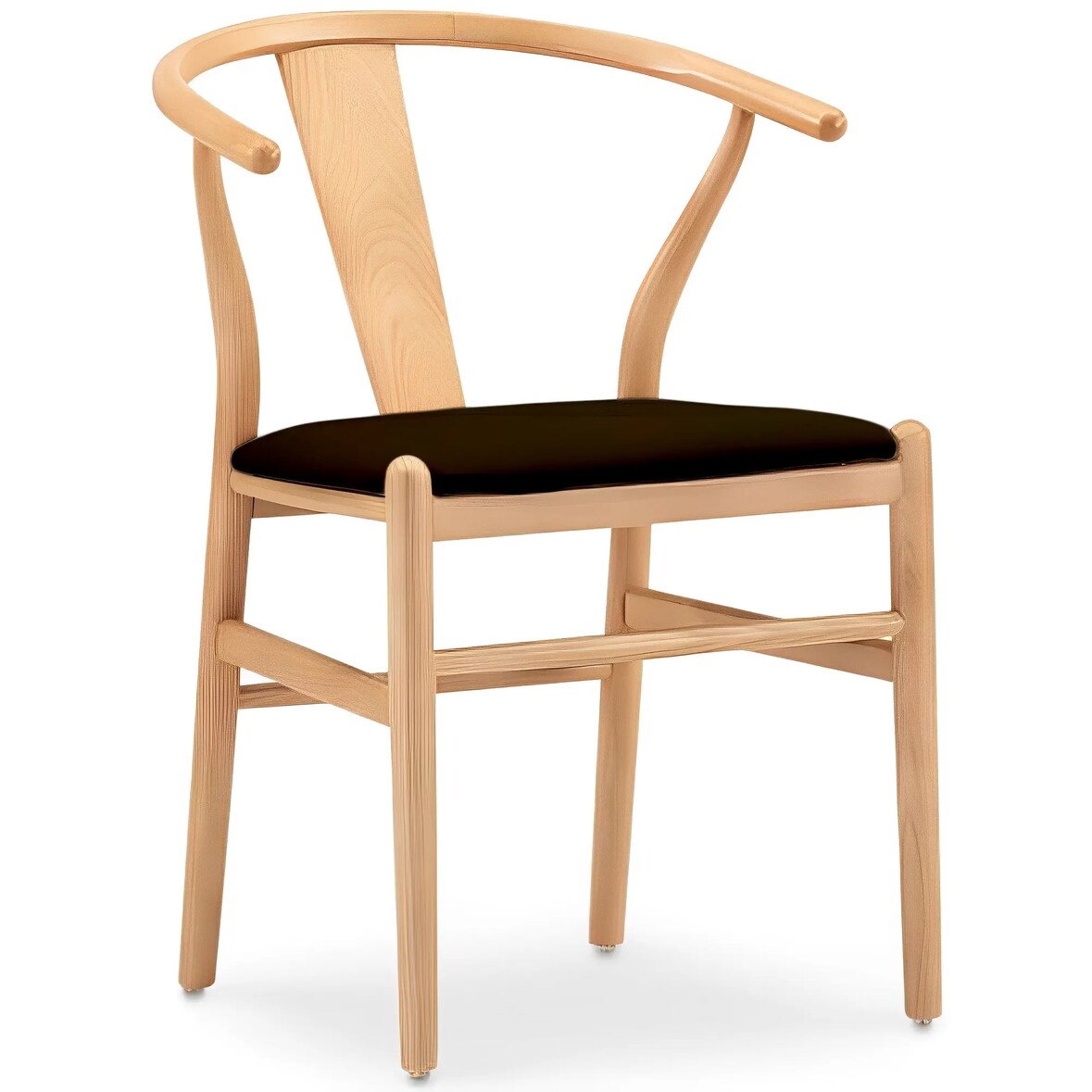 Silla Harald con estructura de fresno y cojín impermeable en color negro para hostelería. Mobiliario interior para bar, restaurante y cafetería.