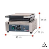 thumbnail of Romux® Piastra Panini Elettrica da 30 cm Singola da Banco in Acciaio Inox con Doppia Superficie Rigata in Ghisa | Grill a Contatto 300° - 1800 W