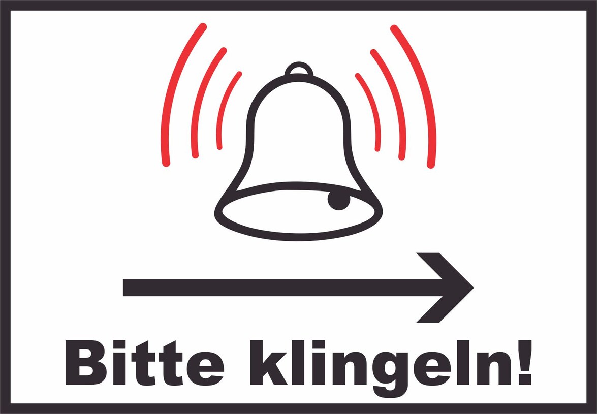 Bitte klingeln Richtungspfeil rechts Schild A5 (148x210mm)