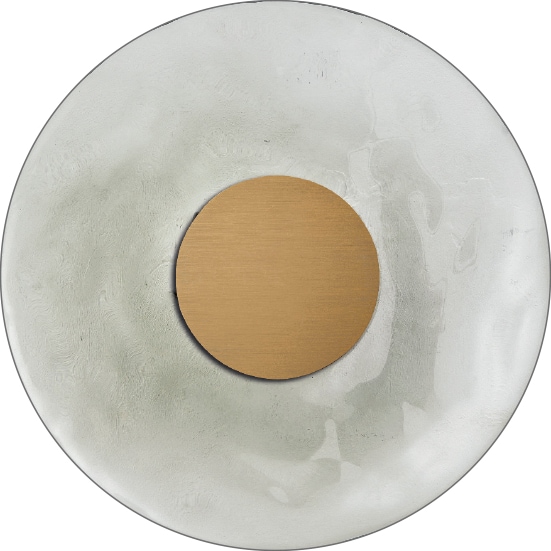 SOLARIS – Designer-Wandleuchte 12 W 3000 K Gold mit geräuchertem Hammerschlagglas, CRI90, Phasenschnitt dimmbar – Rossini Group