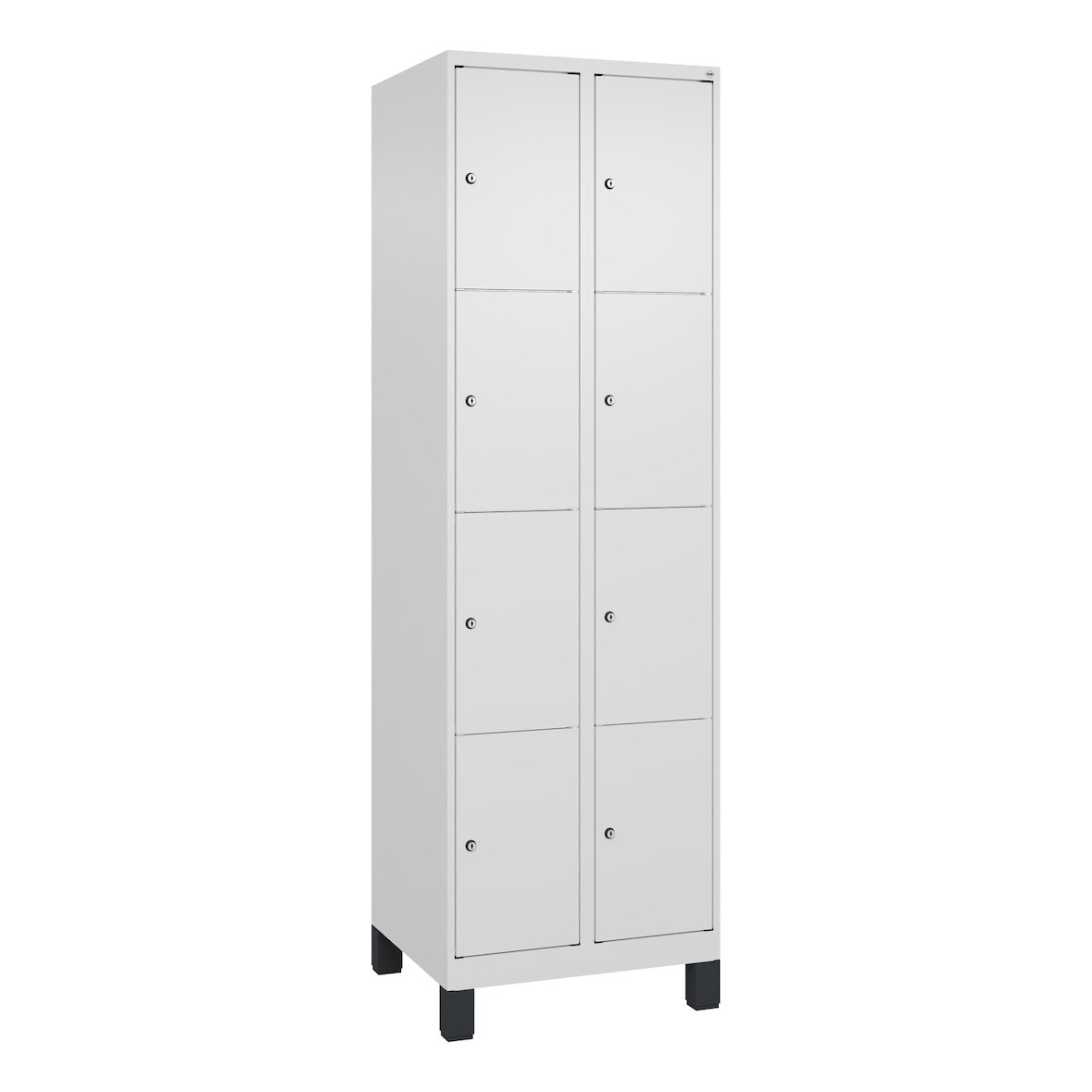 C+P Schließfachschrank Classic PLUS, Füße, 2 Abteile, 1950x600x500mm, 9016/9016