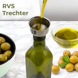 thumbnail of Olieflessen - 4 Delige Set - 500ML - Groen - Met RVS Schenktuit, Trechter, Stickers & Stift - Olie- en Azijnstel - Glazen Oliefles - Olijfolie Fles