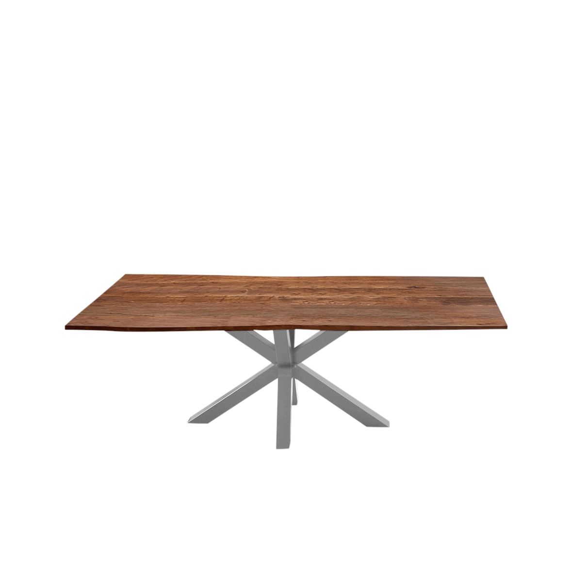 SAM® Esstisch Baumkante massiv Akazie nussbaum 300 cm Spider-Gestell silber QUINCY