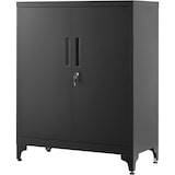 thumbnail of Aktenschrank aus Stahl 90 x 80 x 40 cm, Mehrzweckschrank, Büroschrank mit 2 Türen, aus Pulverbeschichteter Stahl, verstellbare Ablagen, schwarz