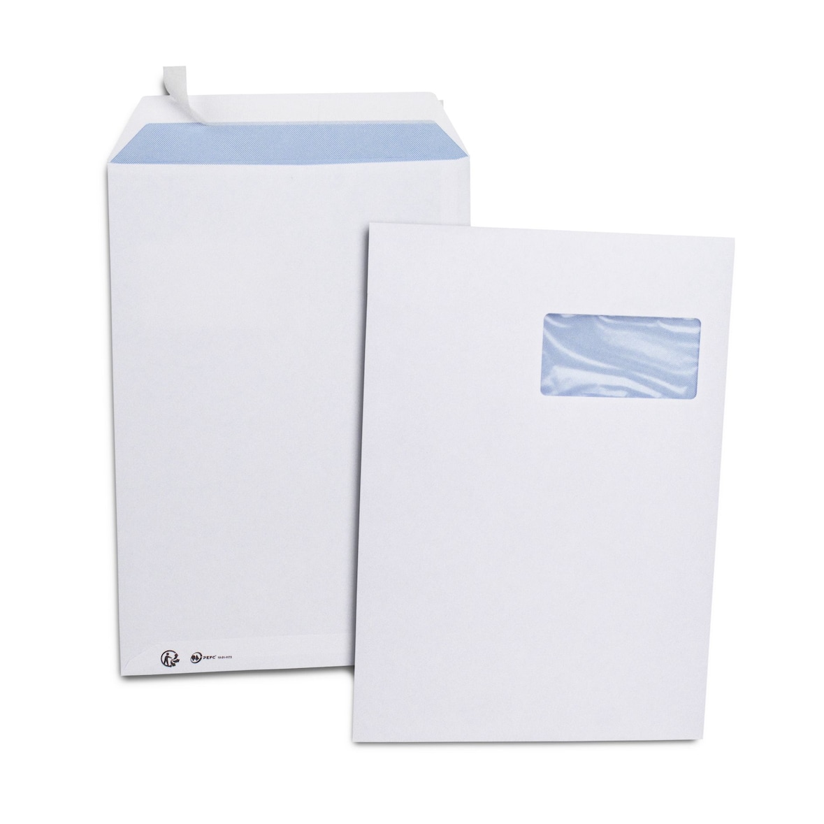 SIGMA Enveloppes EV037FR, format C4, avec fenêtre, autocollantes, blanches, 100 pièces
