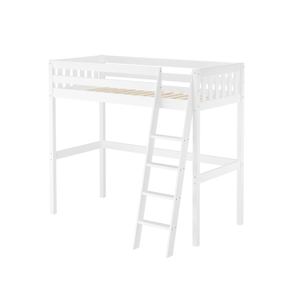 Kieferholzbett Hochbett Stockbett 90x200 aus Kiefer weiß Zubehör wählbar V-60.23W-09Rollrost inkl.