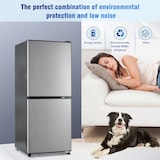 thumbnail of Merax Kühlschrank 106L, Kühl-Gefrierkombination, 60L Kühlschrank + 46L Gefrierfach, 7 Stufen, 166 kWh/Jahr, 45 dB, Silber
