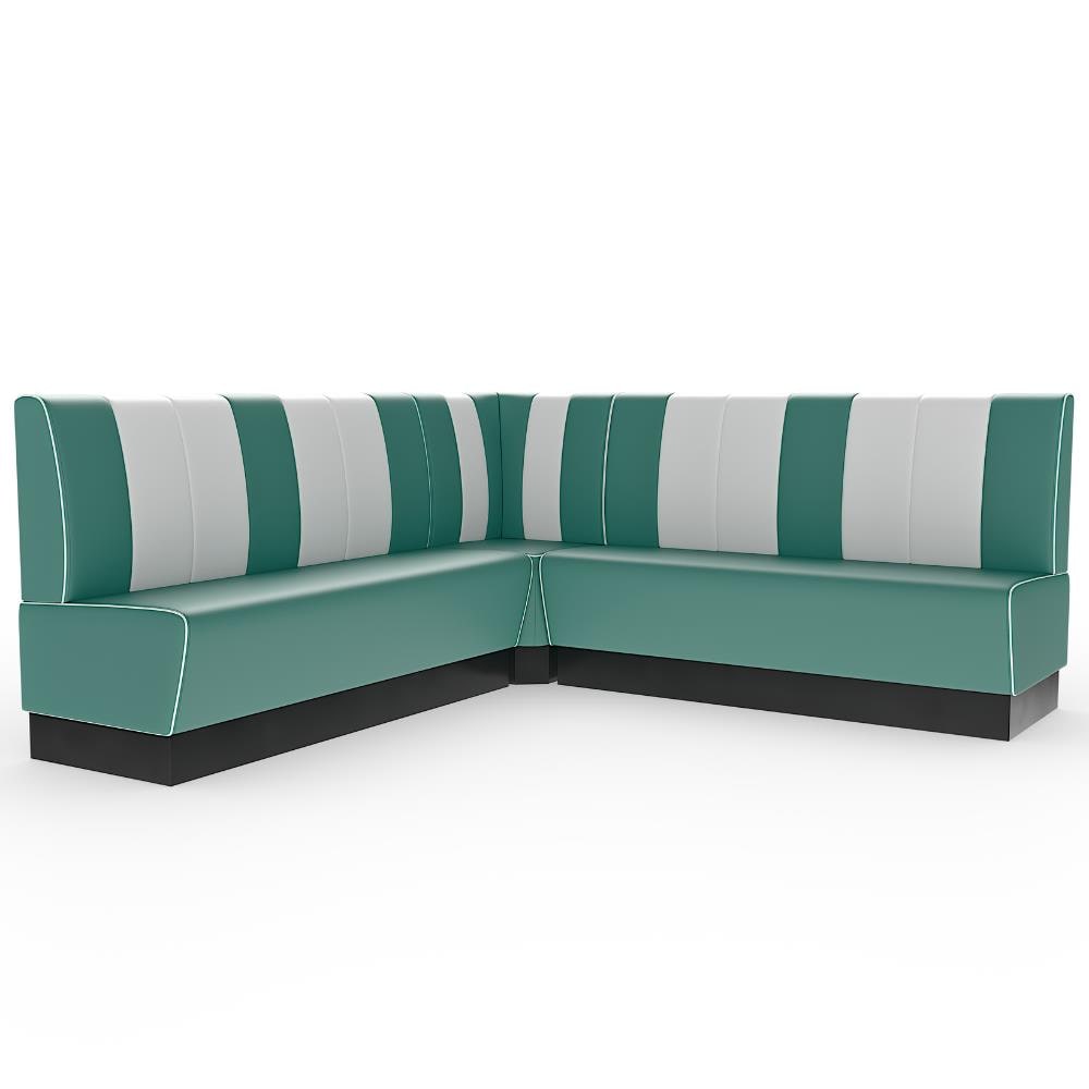 Americano Retro Eckbank | 164x164 cm | Dinerbank Set Türkis & Weiß | Gastro Sitzbank mit Ecke