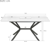 thumbnail of Ausziehbarer Esstisch Weiß+Schwarz 160x80x75  rechteckig mit Teleskopfunktion MDF Platte Metallbeine modern für 4 bis 6 Personen
