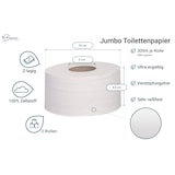 thumbnail of SET: 1x Jumbo-Toilettenpapierspender EDELSTAHL matt + 2 Jumborollen-Toilettenpapier 300m, 2-lagig