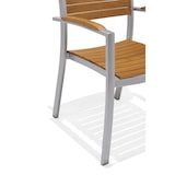 thumbnail of METRO Professional Sedia con schienale da esterno Lynx, alluminio / legno di eucalipto, 58 x 60 x 88 cm, con braccioli, impilabile, marrone / grigio