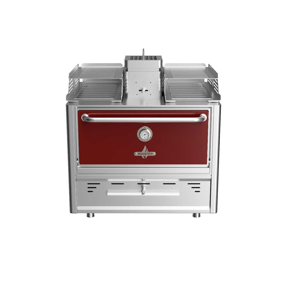 Horno de carbón de sobremesa, dimensiones 785x577x1095, puerta roja