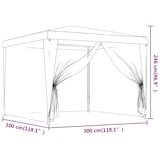 thumbnail of vidaXL Partytent met 4 mesh zijwanden 3x3 m HDPE antracietkleurig
