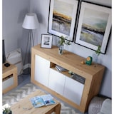 thumbnail of Dmora Credenza Thornton, Madia moderna a 3 ante, Buffet da soggiorno con scomparti, Madia da salotto, 144x42h87 cm, Rovere nodi e Bianco