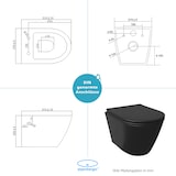 thumbnail of Alpenberger Schwarze Toilette mit Vorwandelement Komplettset | Spülrandloses Hänge WC mit Geberit Spülkasten und Betätigungsplatte | Klo mit WC Deckel