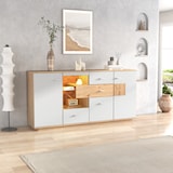 thumbnail of Merax Modernes Sideboard-Schrank mit viel Stauraum, mit LED-Beleuchtung, Glasablage, Holzoptik, Organizer, Kommode