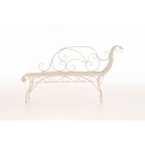 thumbnail of Décoshop26 - Banc de jardin banquette design en fer forgé crème vieilli dossier côté droit 156x46 cm MDJ10192