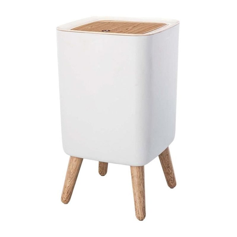 Poubelle Sur Pied De Salle De Bain Push - Malmo Square - Kitchen Move - 10l - Bois Design