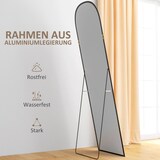 thumbnail of Ganzkörperspiegel Standspiegel 170x50x2 cm Schwarz mit bruchsicherem HD Glas Alurahmen zum Anlehnen oder Aufstellen, Wandmontage möglich