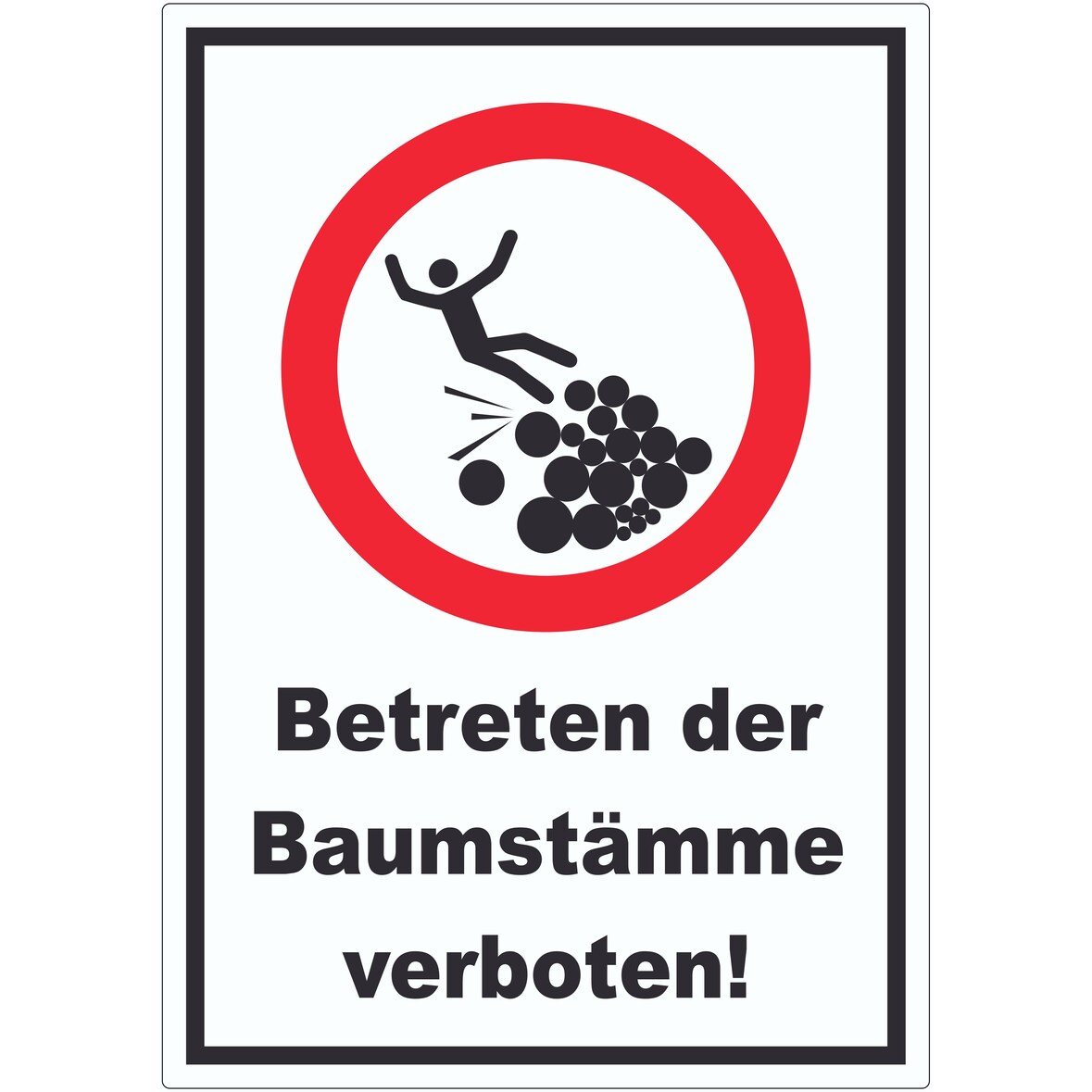 Baumstämme betreten verboten Aufkleber A4 (210x297mm)