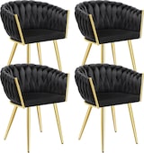 thumbnail of tectake Juego de sillas de comedor ASTANO de terciopelo con diseño anudado - Juego de 4 negro/oro