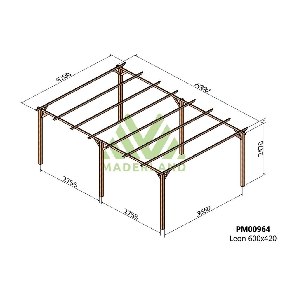 Pérgola de Madera Maciza León (Maderland) - Gardeneas