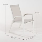 thumbnail of Conjunto de mesa e cadeiras para exterior, vidro temperado cinza, alumínio e vidro, cor creme, mesa: 150x150x72 cm, cadeira: 66x56x90 cm